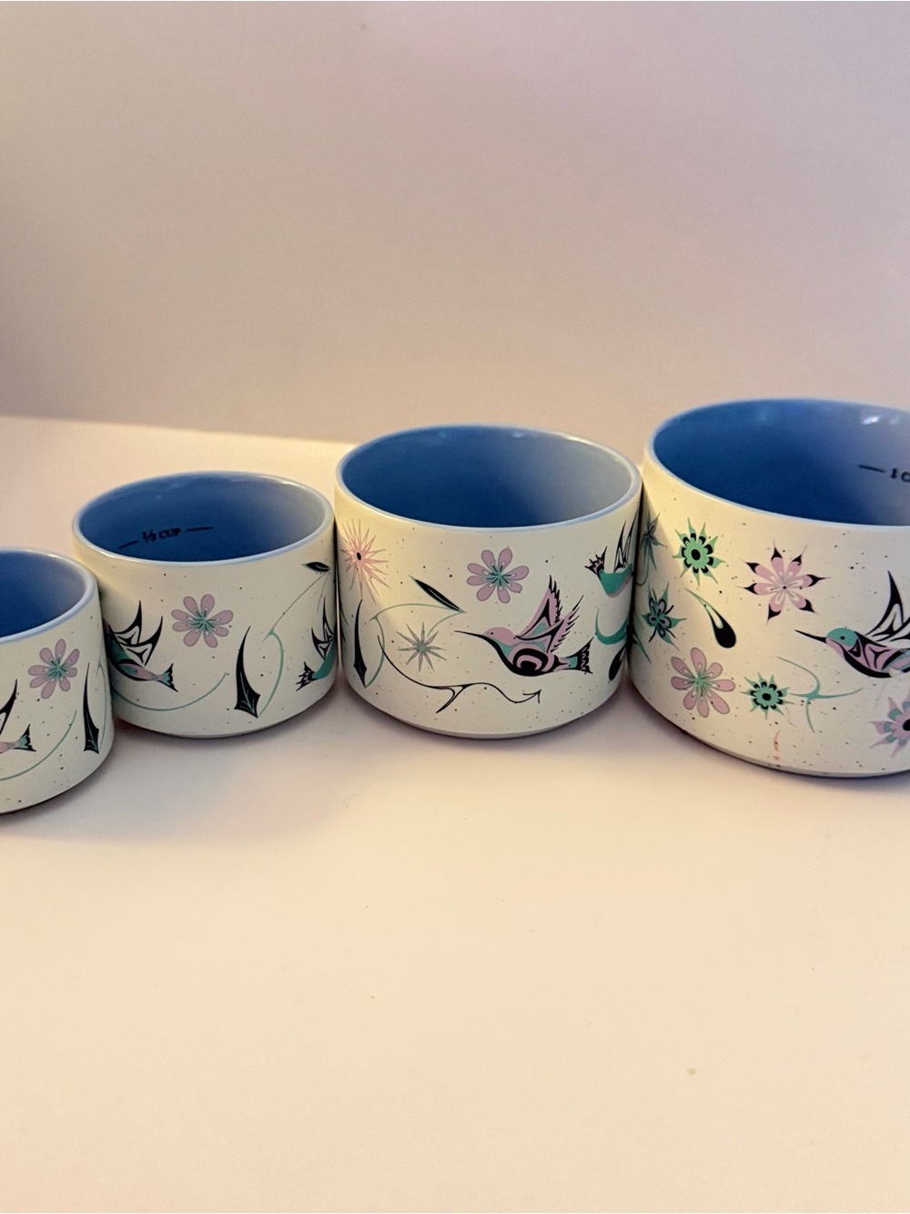 Hummingbird Ceramic Measuring Cups Stacking Native Southwest